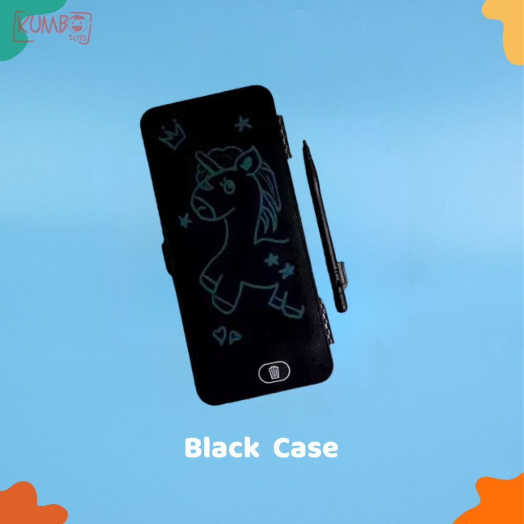 Mainan Edukasi Anak Drawing Box Pencil Case LCD Papan Tulis Pen Case