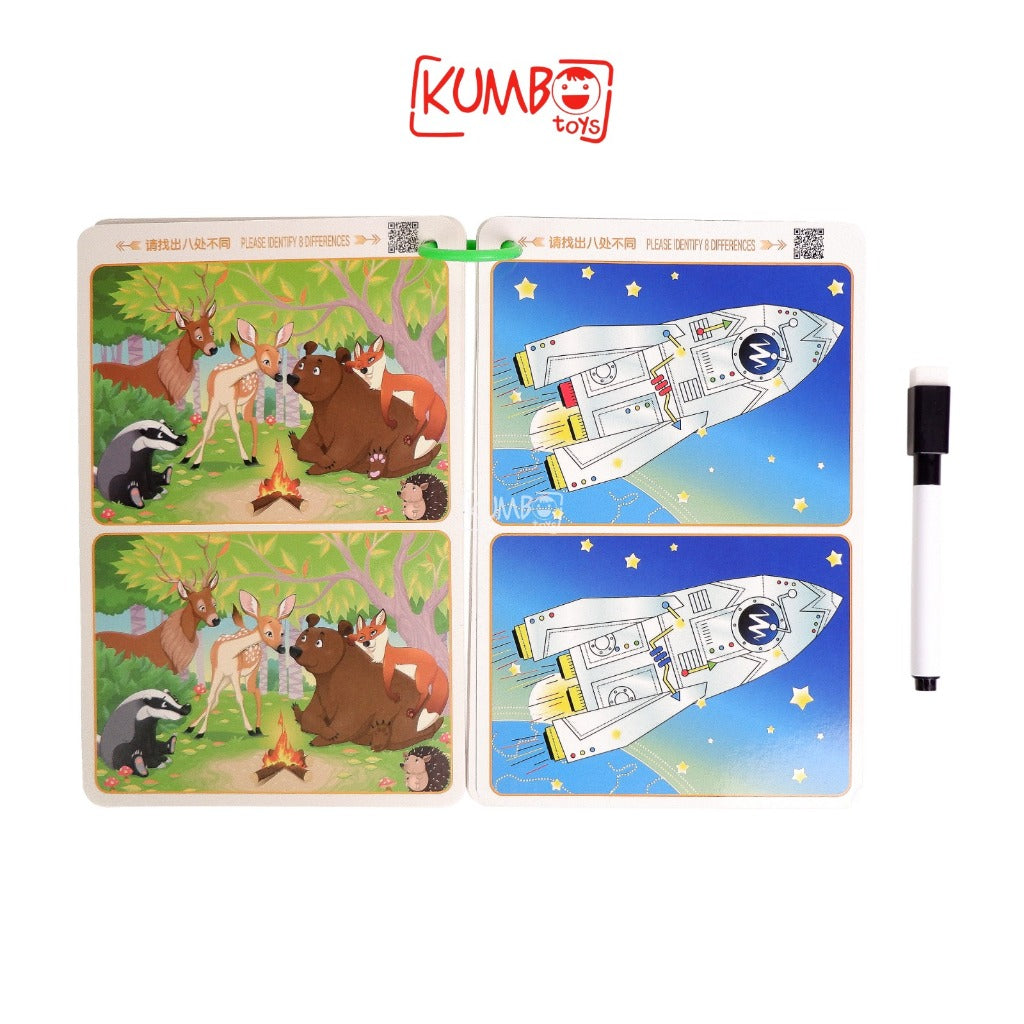 Buku Edukasi Anak Aktivitas Mencari Perbedaan Gambar Wipe And Clean Reuseable Book