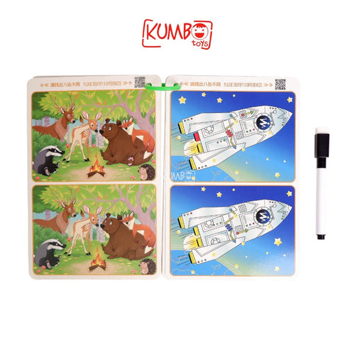 Buku Edukasi Anak Aktivitas Mencari Perbedaan Gambar Wipe And Clean Reuseable Book