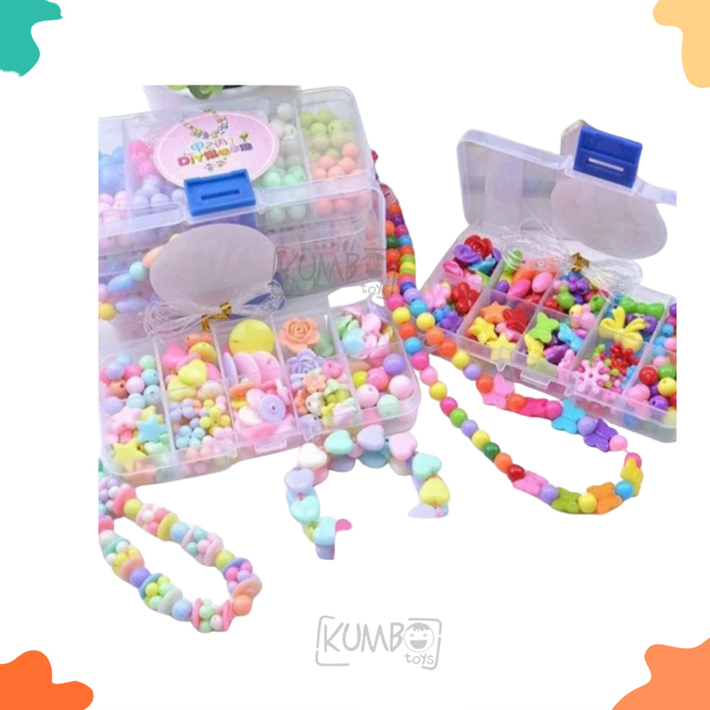 Mainan Edukasi Sensory Play Anak DIY Beads Box Set Kotak Manik Aksesoris Gelang Kalung
