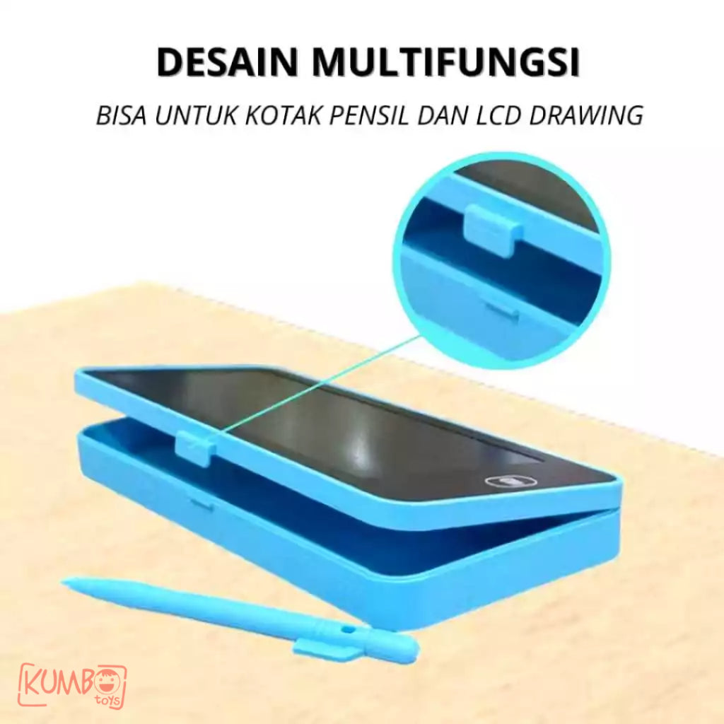 Mainan Edukasi Anak Drawing Box Pencil Case LCD Papan Tulis Pen Case