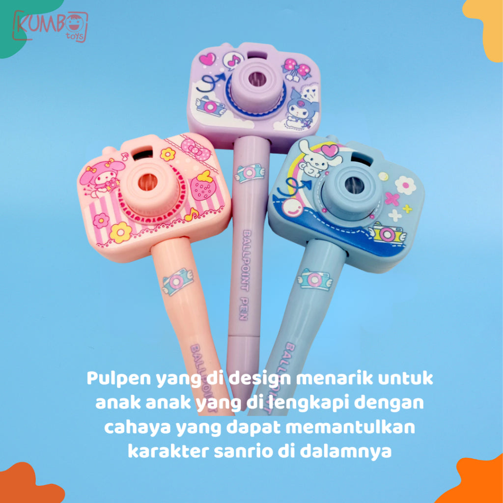 Mainan Edukasi Anak Camera Projector Pen Karakter Sanrio Pulpen Kamera Lucu