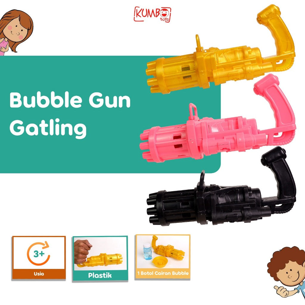 Mainan Bubble Gun Gatling Pistol Gelembung Sabun Anak Buble Gun Elektrik Machine Gun Bubble Busa