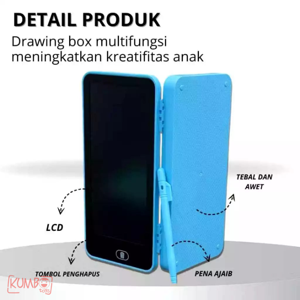Mainan Edukasi Anak Drawing Box Pencil Case LCD Papan Tulis Pen Case