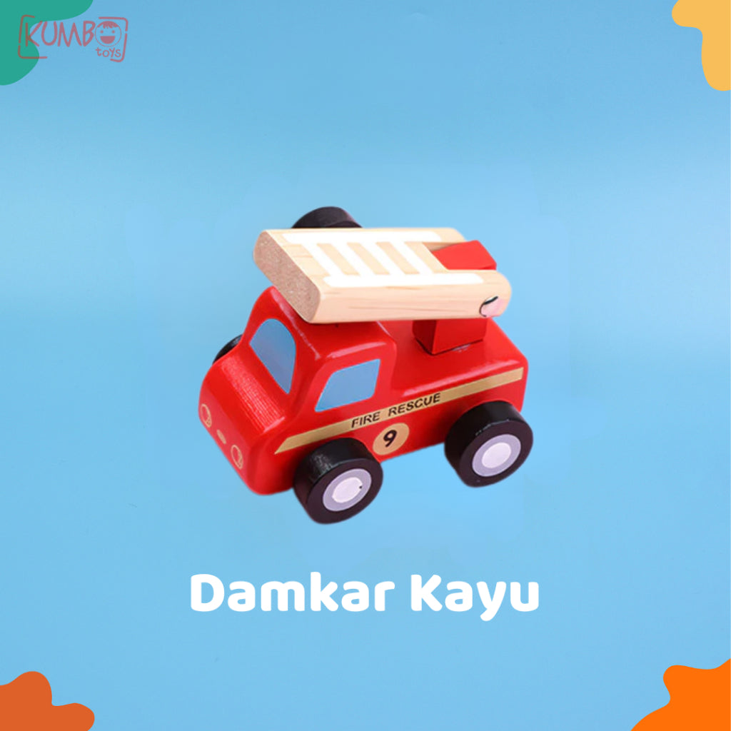 Mainan Edukasi Anak Mobil Kayu Transportasi Bahan Kayu Halus