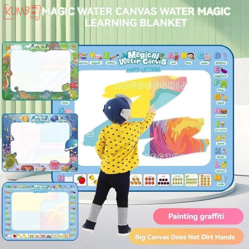 Mainan Edukasi Montessori Anak Water Painting Doodle Mat With Pen Matras Alas Mewarnai