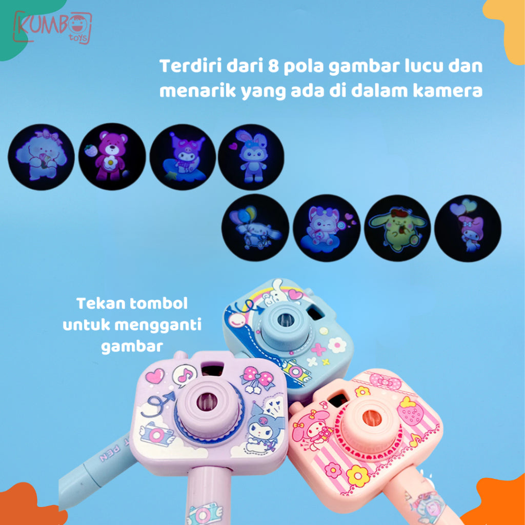 Mainan Edukasi Anak Camera Projector Pen Karakter Sanrio Pulpen Kamera Lucu