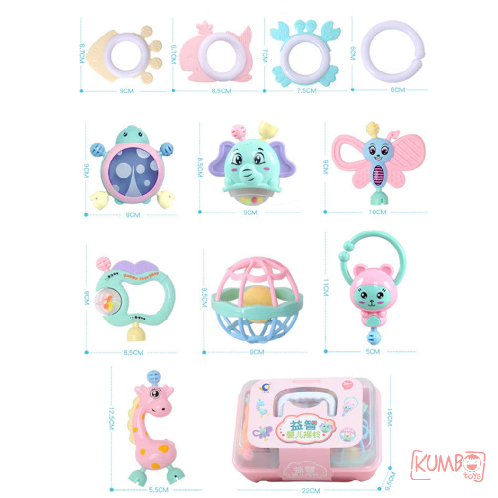 Mainan Edukasi Anak  Kerincing Bayi Rattle Teether Set Box Gigitan Genggam Tangan Kerincingan