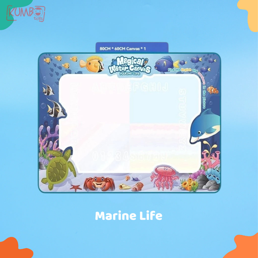 Mainan Edukasi Montessori Anak Water Painting Doodle Mat With Pen Matras Alas Mewarnai