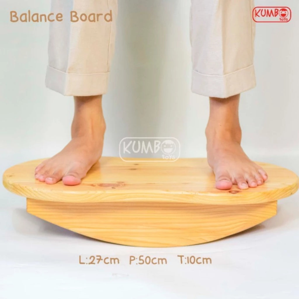 Balance Board Double Elips Papan Keseimbangan Anak Mainan Kayu Edukatif