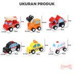Mainan Edukasi Anak Mobil Kayu Transportasi Bahan Kayu Halus