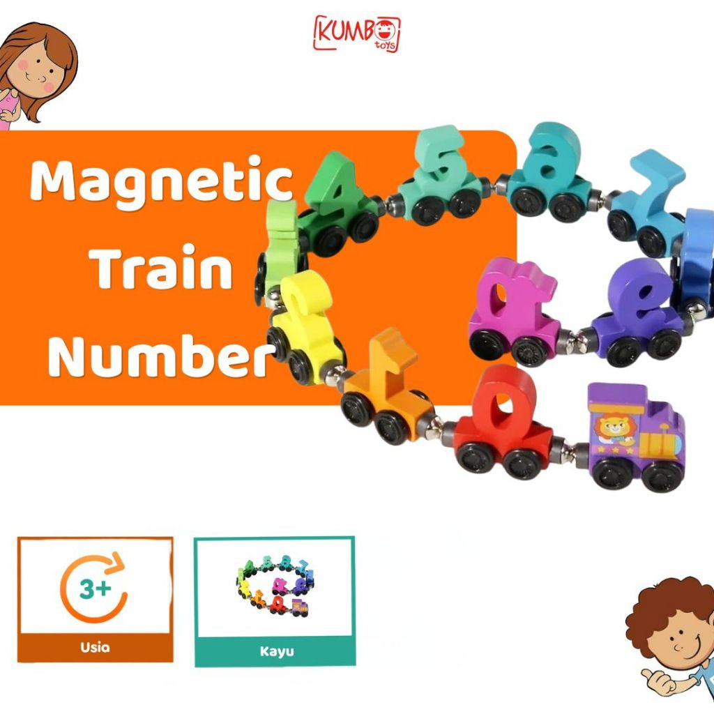 Mainan Edukasi Anak Magnetic Train Number Kereta Api Kayu Magnet