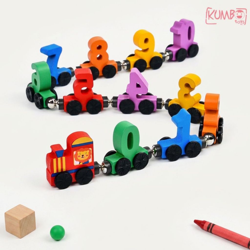 Mainan Edukasi Anak Magnetic Train Number Kereta Api Kayu Magnet