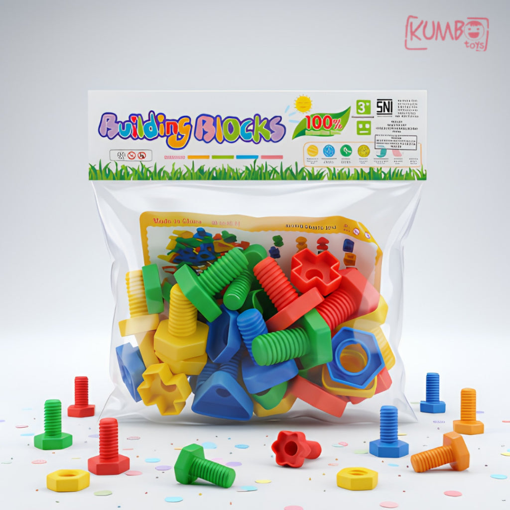 Mainan Edukasi Anak Sekrup Bongkar Pasang Skrup Baut Mur Screw Building Blocks