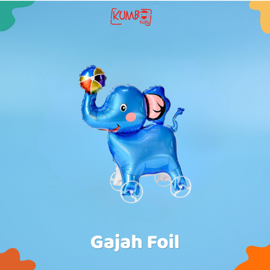 Mainan Anak Balon Foil Roda 4D Karakter Lucu Dengan Tali Mainan Anak Souvenir Ulang Tahun