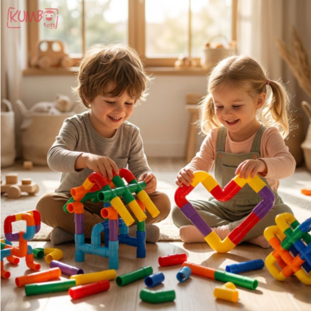 Mainan Edukasi Anak Pipa Block Building Puzzle DIY Pipe