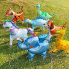 Mainan Anak Balon Foil Roda 4D Karakter Lucu Dengan Tali Mainan Anak Souvenir Ulang Tahun