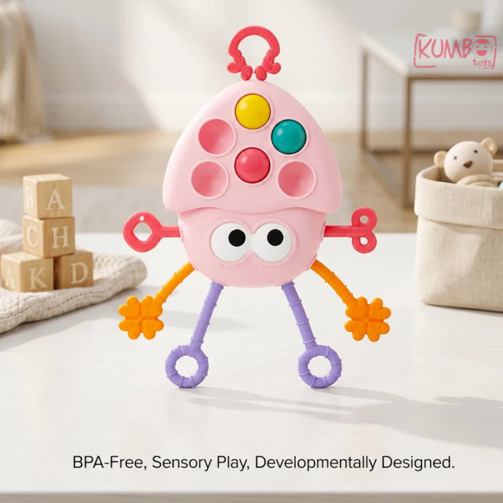 Mainan Edukasi Anak Teether Pop it Pull String Toys Stimulasi Sensorik Motorik