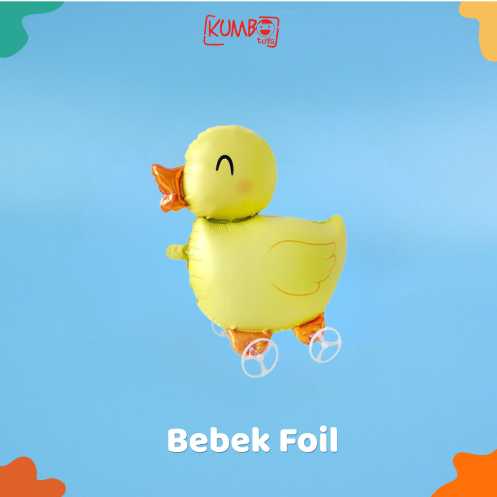 Mainan Anak Balon Foil Roda 4D Karakter Lucu Dengan Tali Mainan Anak Souvenir Ulang Tahun