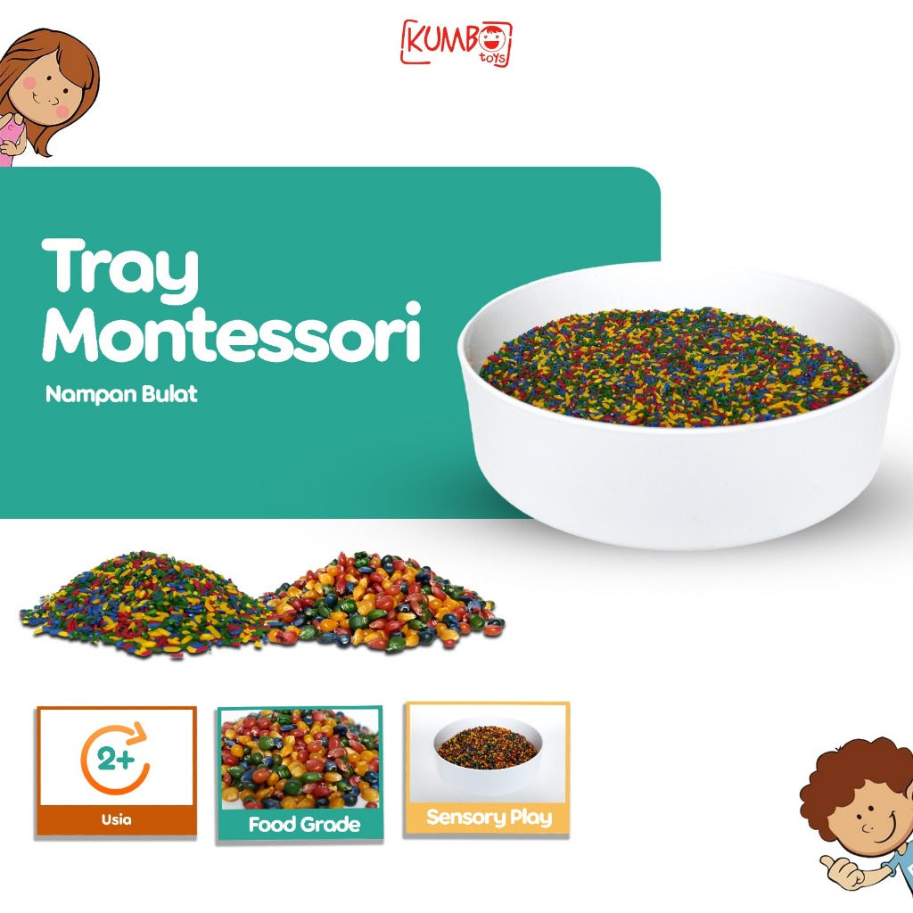 Tray Montessori Sensory Tray Nampan Bermain Anak Bulat Putih