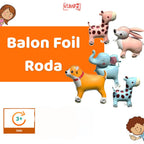 Mainan Anak Balon Foil Roda 4D Karakter Lucu Dengan Tali Mainan Anak Souvenir Ulang Tahun