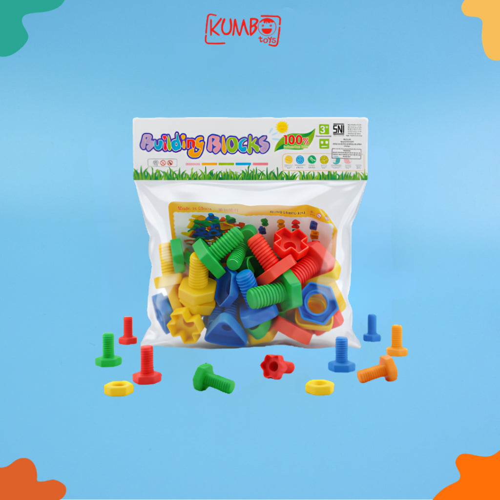 Mainan Edukasi Anak Sekrup Bongkar Pasang Skrup Baut Mur Screw Building Blocks