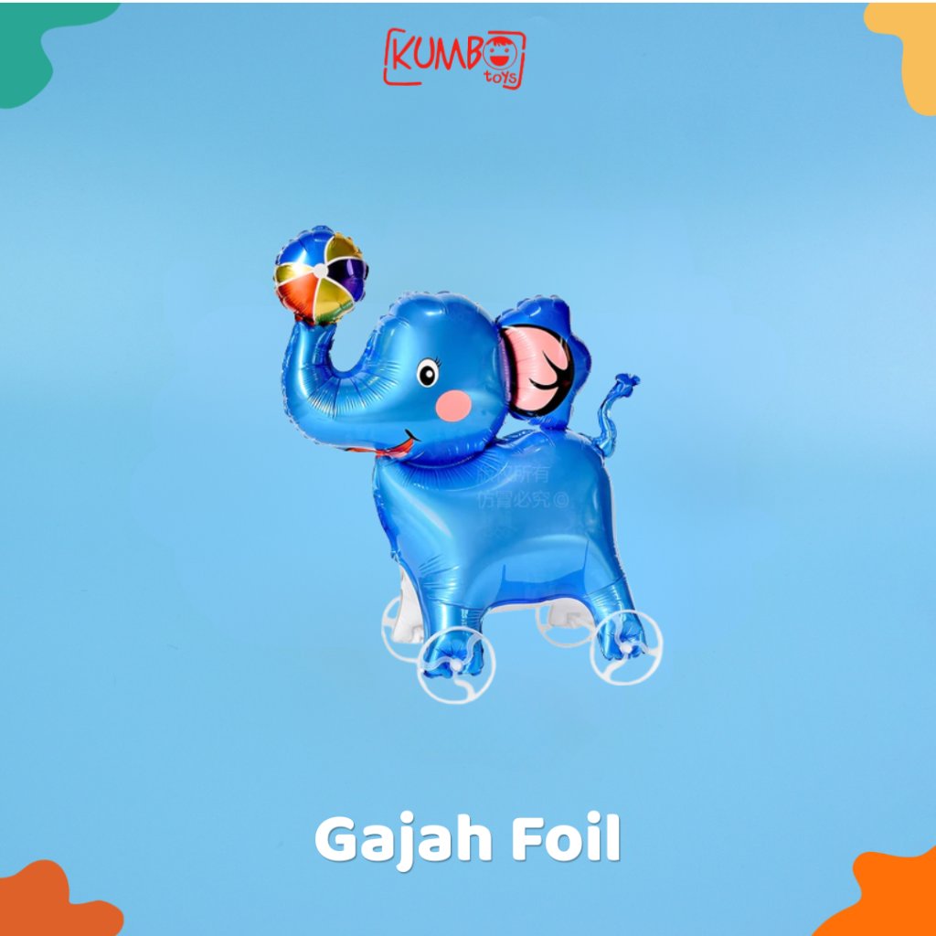 Mainan Anak Balon Foil Roda 4D Karakter Lucu Dengan Tali Mainan Anak Souvenir Ulang Tahun