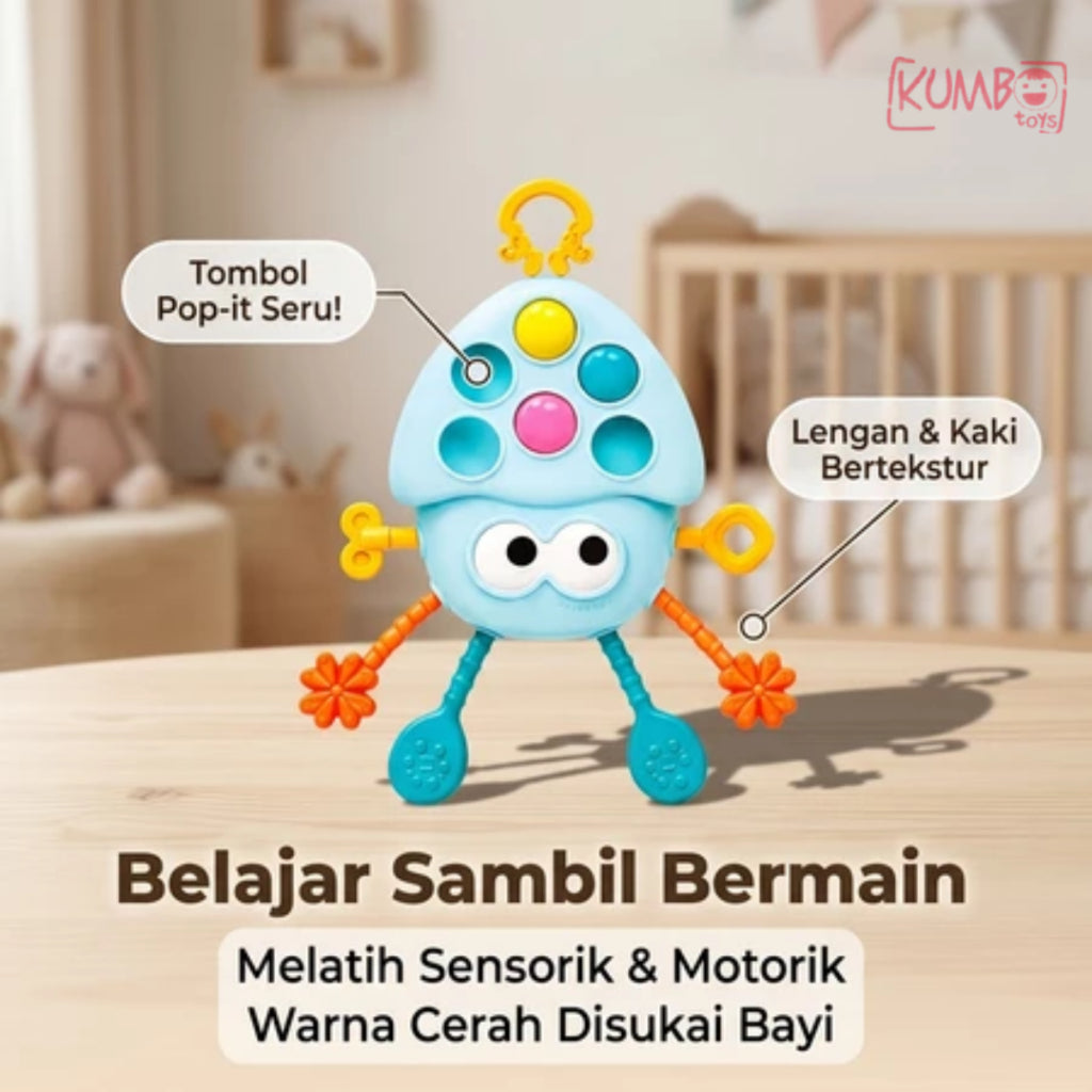 Mainan Edukasi Anak Teether Pop it Pull String Toys Stimulasi Sensorik Motorik