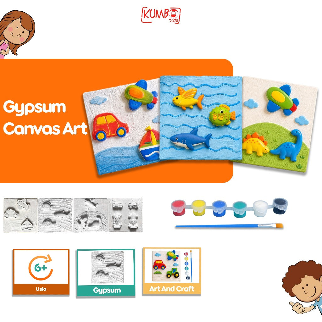 Mainan Edukasi Anak DIY Melukis Patung Gypsum Canvas Art