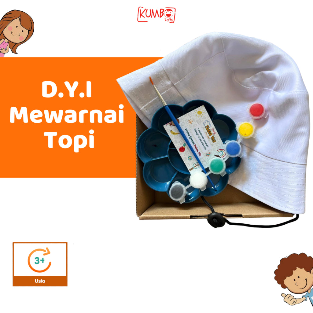 Mainan Edukasi Anak DIY Mewarnai Topi Hampers Souvenir Painting Set Bucket Hat