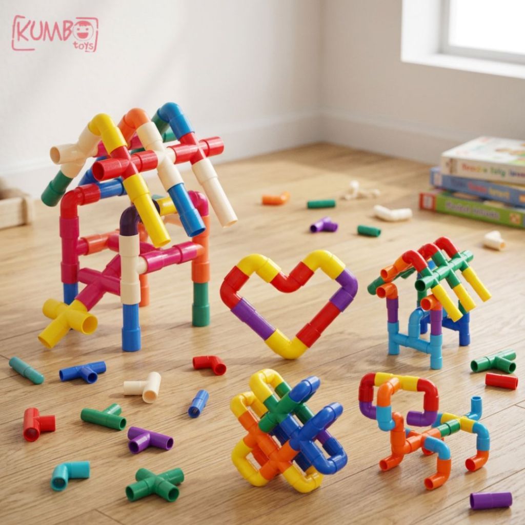 Mainan Edukasi Anak Pipa Block Building Puzzle DIY Pipe