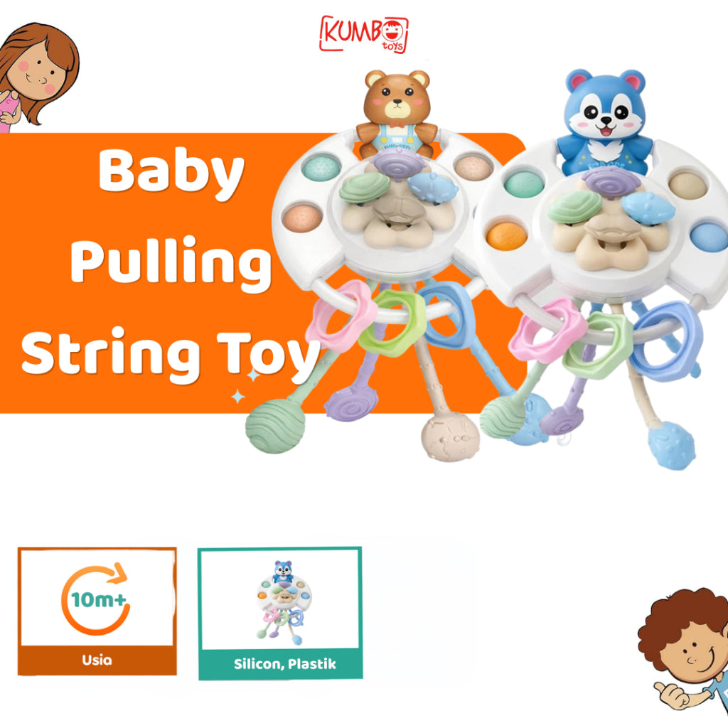 Mainan Edukasi Anak Teether Baby Pulling String Toys