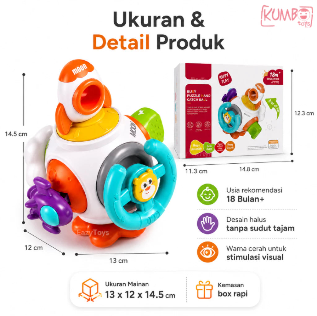 Mainan Edukasi Bayi Busy Puzzle Hand Catch Ball Stimulus Motorik