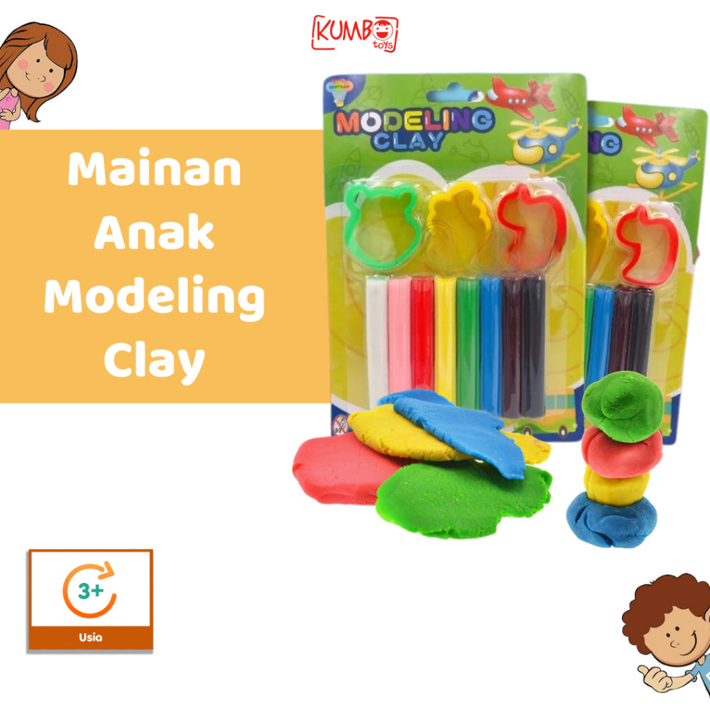 Mainan Edukasi Anak Modeling Clay 8 Warna Sculpting dan Cetakan Warna Clay