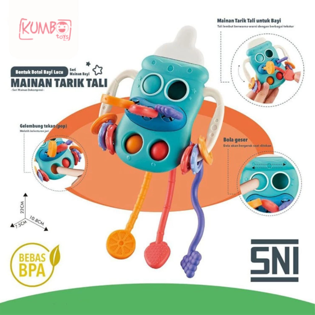 Mainan Edukasi Anak Teether Pop it Pull String Toys Stimulasi Sensorik Motorik