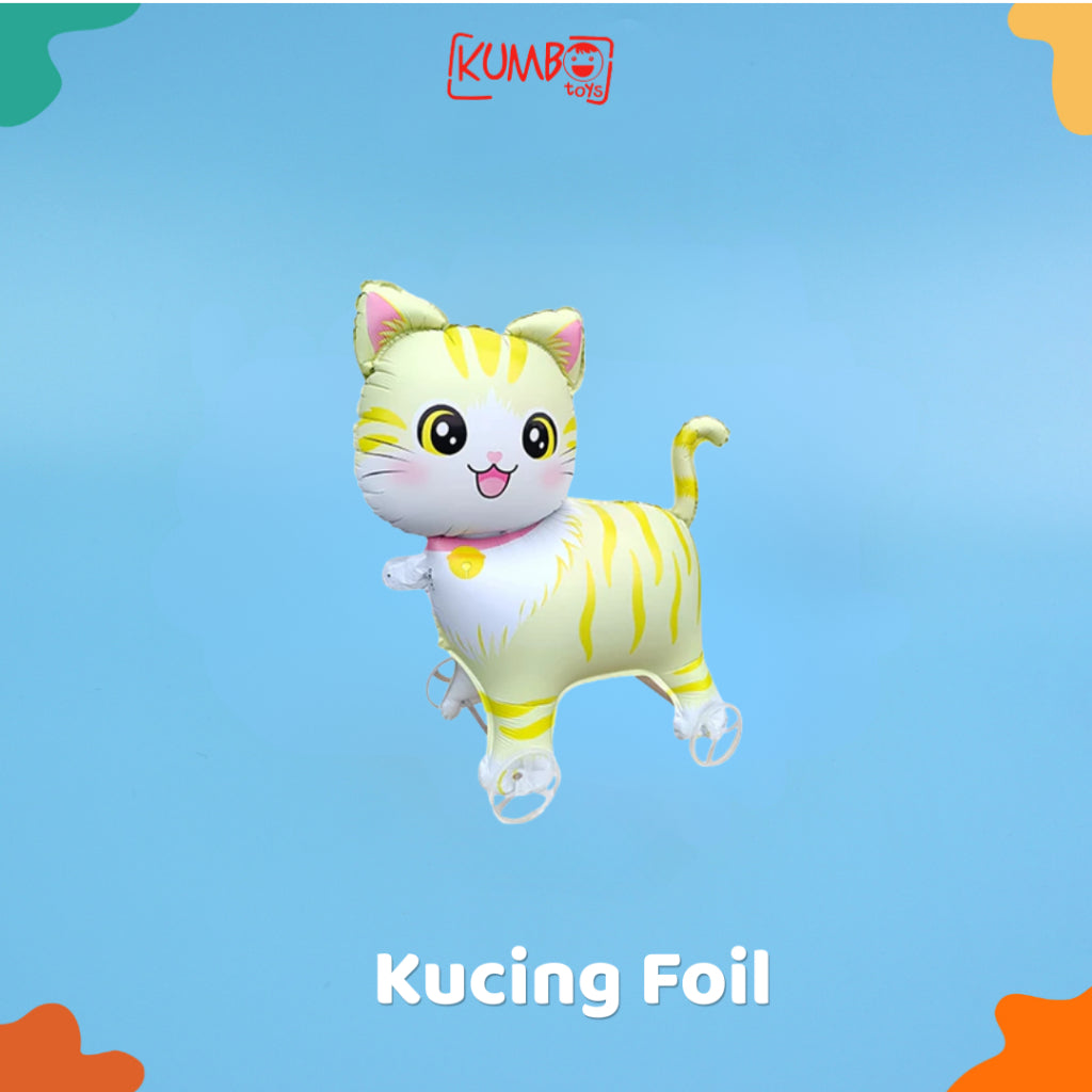 Mainan Anak Balon Foil Roda 4D Karakter Lucu Dengan Tali Mainan Anak Souvenir Ulang Tahun
