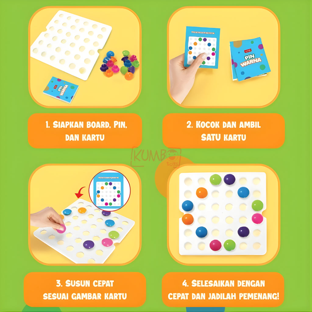 Mainan Edukasi Anak Pin Warna Board Game Montessori Anak