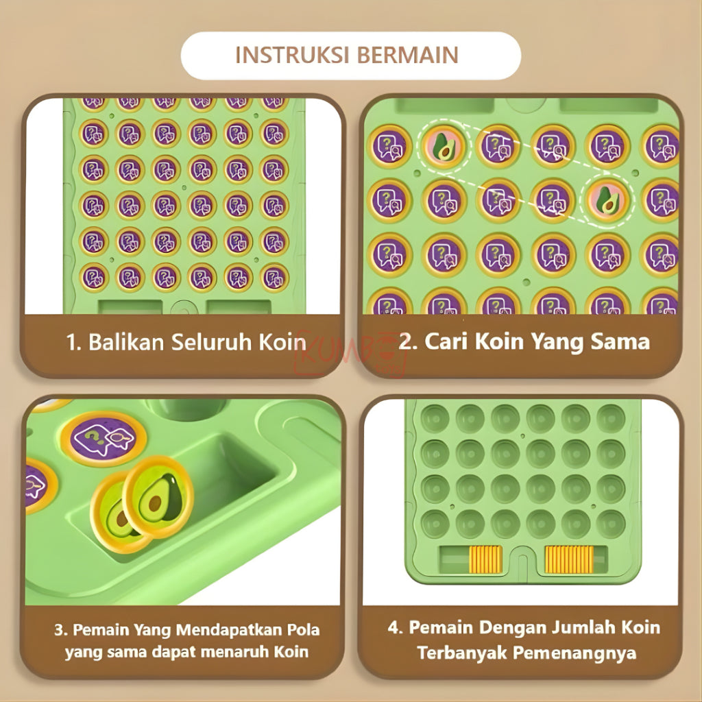 Mainan Edukasi Anak Flip Chess Game Board Menyamakan Gambar