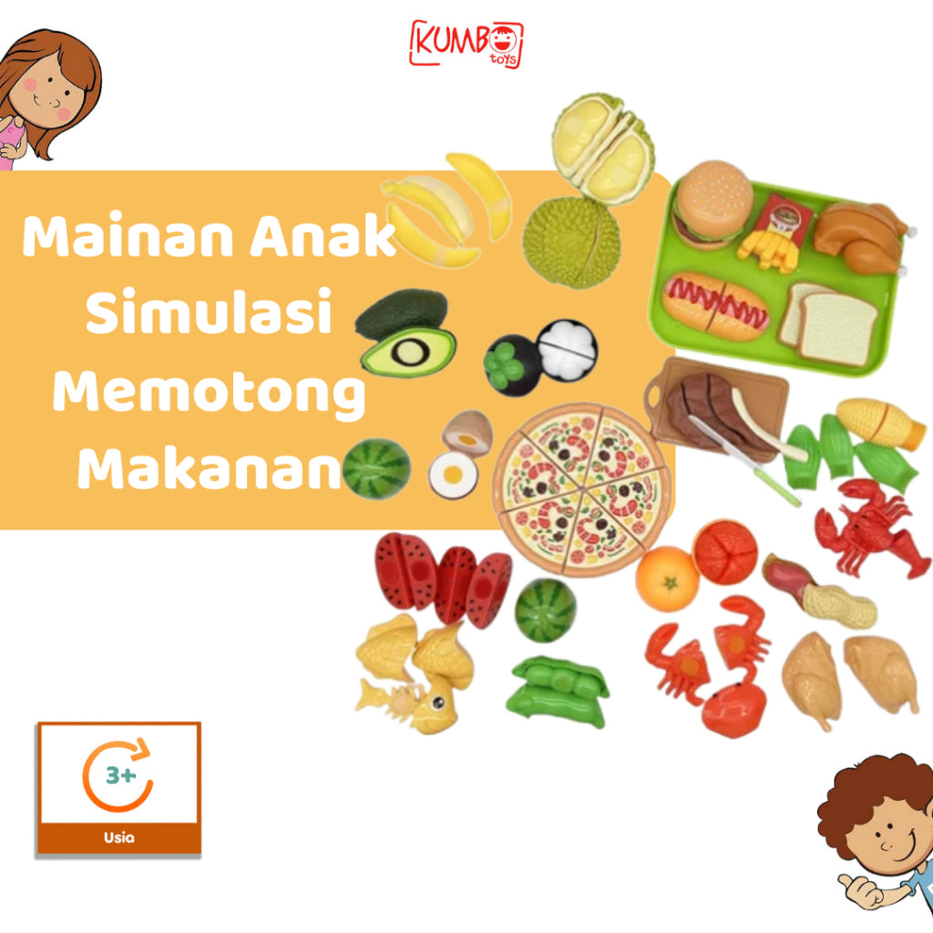Mainan Edukasi Anak Pretend Play Potong Kupas Makanan Buah dan Sayur