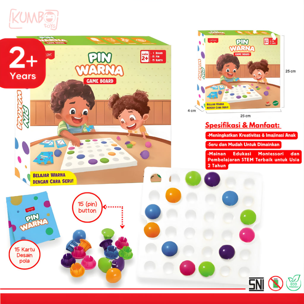 Mainan Edukasi Anak Pin Warna Board Game Montessori Anak