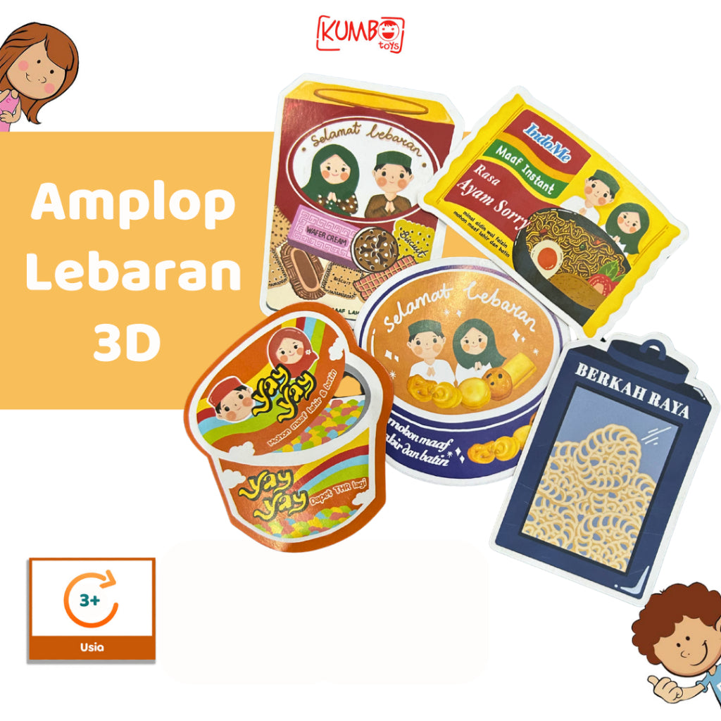 Amplop Lebaran Karakter Lucu Snack 3D
