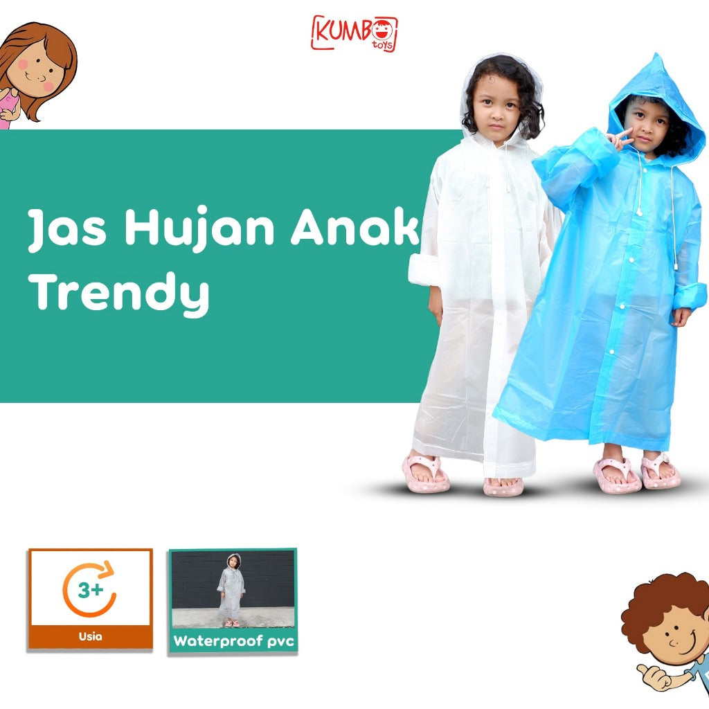 Jas Hujan Anak Polos/ Raincoat Jas Hujan Anak Trendy EVA Waterproff PVC