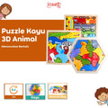 Mainan Puzzle Kayu 3D Animal Mencocokan Bentuk