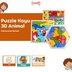Mainan Puzzle Kayu 3D Animal Mencocokan Bentuk