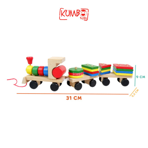 Mainan Edukasi Anak Puzzle Kereta Api Bentuk Kayu Building Block Train Shape