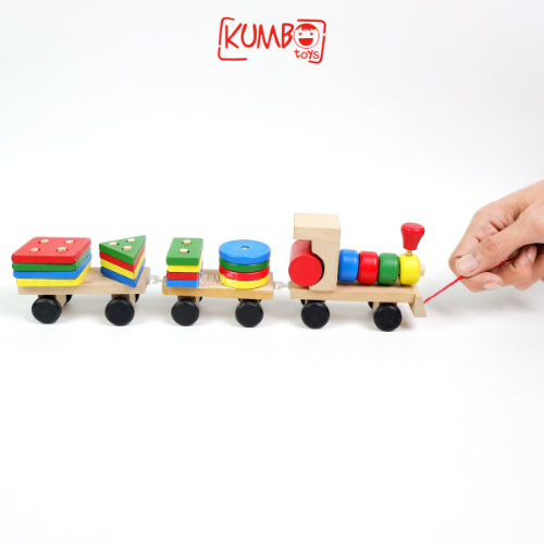 Mainan Edukasi Anak Puzzle Kereta Api Bentuk Kayu Building Block Train Shape