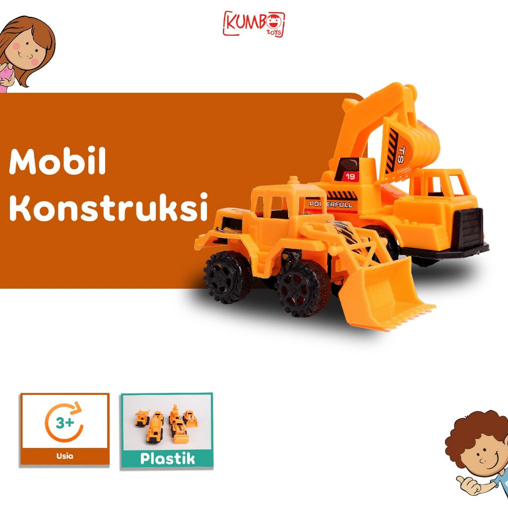 Mainan Anak Mobil Konstruksi Construction Truck Isi 6 Pcs