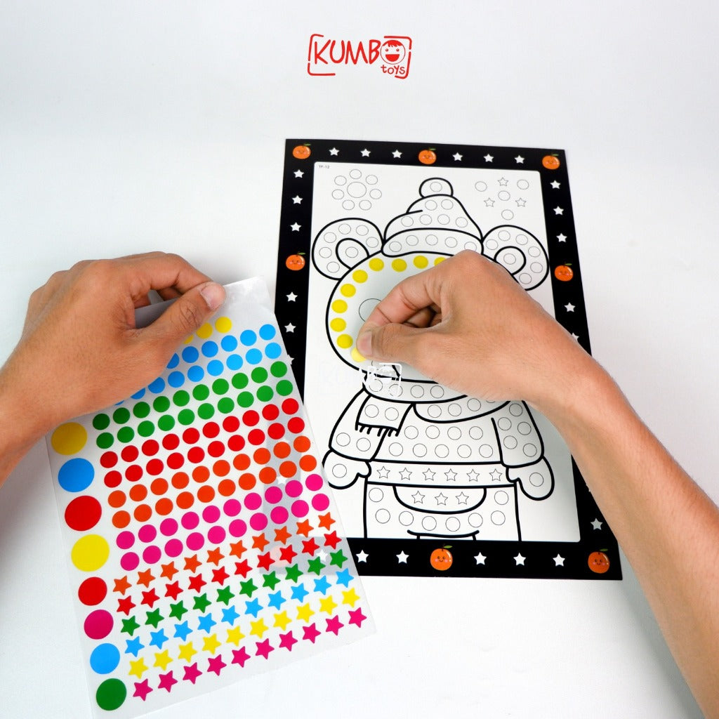 Mainan Edukasi Menempel Sticker / Label Dot Karakter Bergambar Mewarnai Anak