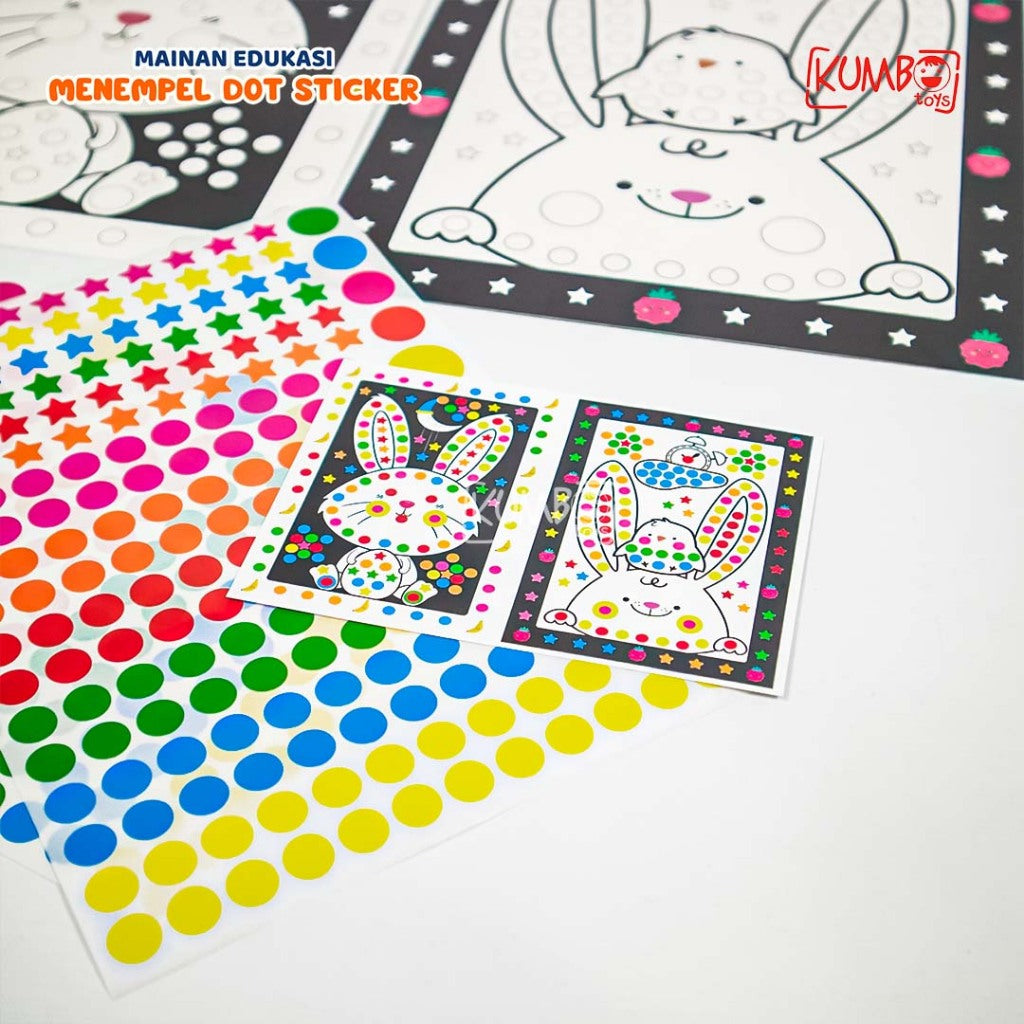 Mainan Edukasi Menempel Sticker / Label Dot Karakter Bergambar Mewarnai Anak