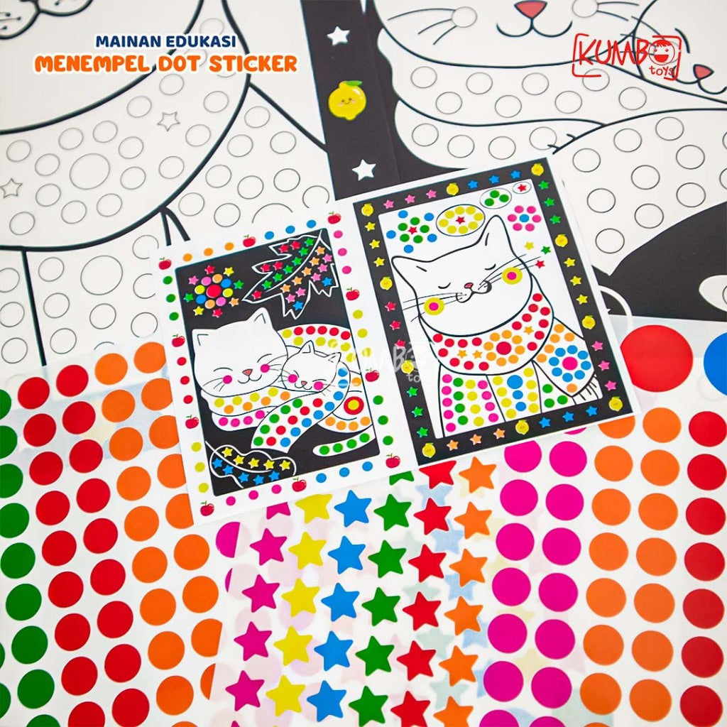 Mainan Edukasi Menempel Sticker / Label Dot Karakter Bergambar Mewarnai Anak